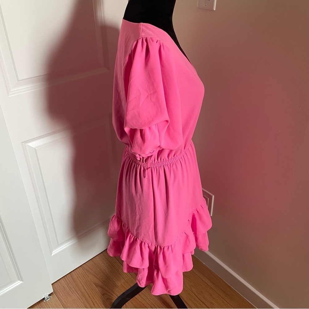Lilly Pulitzer Martha Pink Stretch Ruffle Midi Short Sleeve Dress EUC Size 10 - Picture 4 of 11